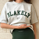 Varsity Oversized T-Shirt - Marl White & Deep Green