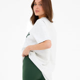 Varsity Oversized T-Shirt - Marl White & Deep Green