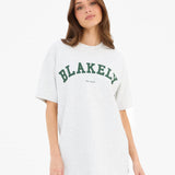 Varsity Oversized T-Shirt - Marl White & Deep Green