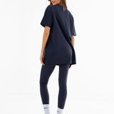 Varsity Oversized T-Shirt - True Navy & Vintage Pink