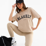 Varsity Oversized T-Shirt - Tan