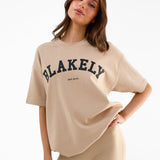 Varsity Oversized T-Shirt - Tan