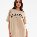 Varsity Oversized T-Shirt - Tan