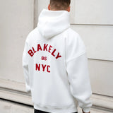 NYC Relaxed Hoodie - White & Red