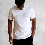 Outline Varsity Relaxed T-Shirt - White & Mineral Blue