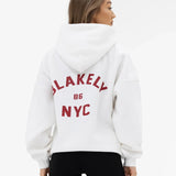 NYC Oversized Hoodie - White & Cherry Red