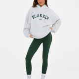 Varsity Oversized Hoodie - Marl White & Deep Green