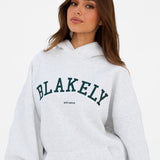 Varsity Oversized Hoodie - Marl White & Deep Green