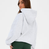 Varsity Oversized Hoodie - Marl White & Deep Green