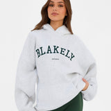 Varsity Oversized Hoodie - Marl White & Deep Green