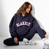 Varsity Oversized Hoodie - True Navy & Vintage Pink