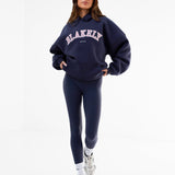 Varsity Oversized Hoodie - True Navy & Vintage Pink