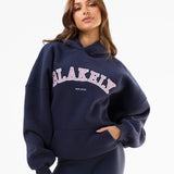 Varsity Oversized Hoodie - True Navy & Vintage Pink