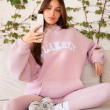 Varsity Oversized Hoodie - Vintage Pink