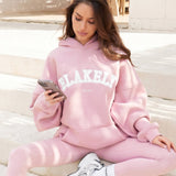 Varsity Oversized Hoodie - Vintage Pink