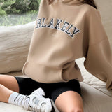 Varsity Oversized Hoodie - Tan