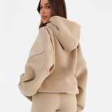 Varsity Oversized Hoodie - Tan