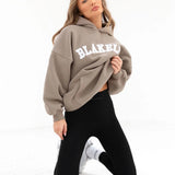 Varsity Oversized Hoodie - Light Beige