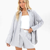 Elena Stripe Shirt - Grey