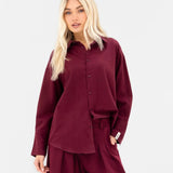 Sabrina Oversized Shirt - Burgundy