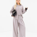 Sabrina Oversized Shirt - Pebble