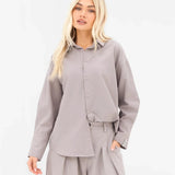 Sabrina Oversized Shirt - Pebble