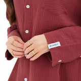 Mila Oversized Shirt - Washed Red