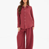 Mila Oversized Shirt - Washed Red