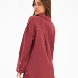 Mila Oversized Shirt - Washed Red
