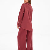 Mila Oversized Shirt - Washed Red
