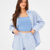 Elena Stripe Trousers - Light Blue