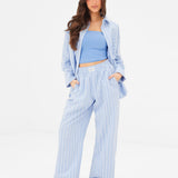 Elena Stripe Trousers - Light Blue
