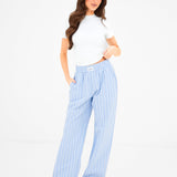 Elena Stripe Trousers - Light Blue