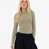 Lucia Long Sleeve Top - Warm Olive