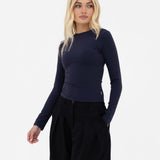 Lucia Long Sleeve Top - Soft Navy