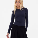 Lucia Long Sleeve Top - Soft Navy