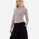 Lucia Long Sleeve Top - Pebble