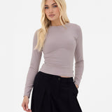 Lucia Long Sleeve Top - Pebble