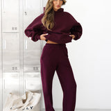 Isabel Wide Leg Sweatpants - Deep Burgundy