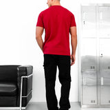 Miles Chain Stitch Relaxed T-Shirt - Red