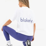 Thea Oversized T-Shirt - White & Bold Purple