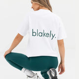 Thea Oversized T-Shirt - White & Deep Green