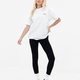 Mindy Oversized T-Shirt - White & Burgundy