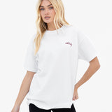 Mindy Oversized T-Shirt - White & Burgundy