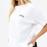 Mindy Oversized T-Shirt - White & Soft Navy