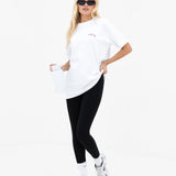 Mindy Oversized T-Shirt - White & Dusty Rose