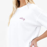 Mindy Oversized T-Shirt - White & Dusty Rose