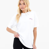 Mindy Oversized T-Shirt - White & Dusty Rose