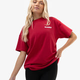 Cloud Print Oversized T-Shirt - Cherry Red