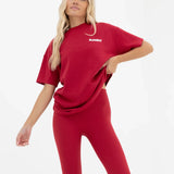 Cloud Print Oversized T-Shirt - Cherry Red